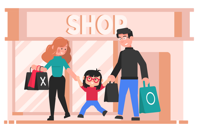 Family going for shopping  Illustration