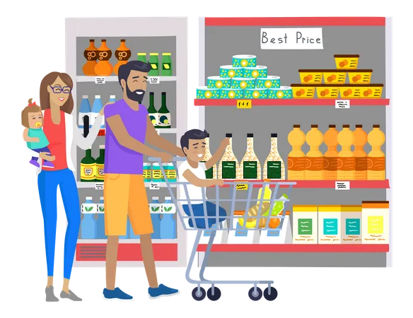 Family going for shopping  Illustration