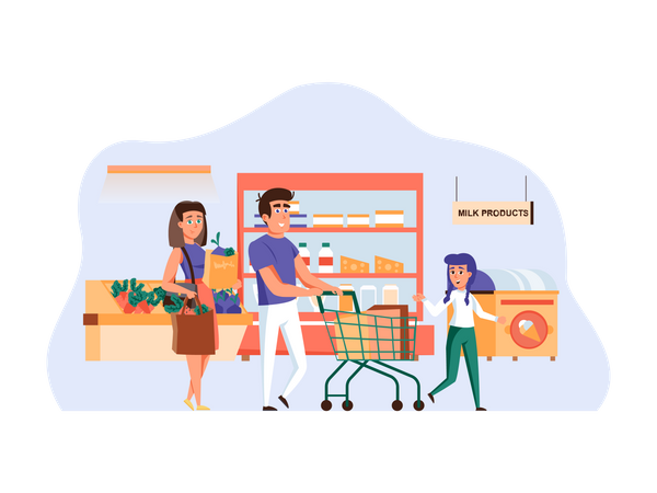 Family going for shopping  Illustration