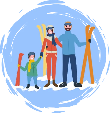 Family going for skiing Illustration