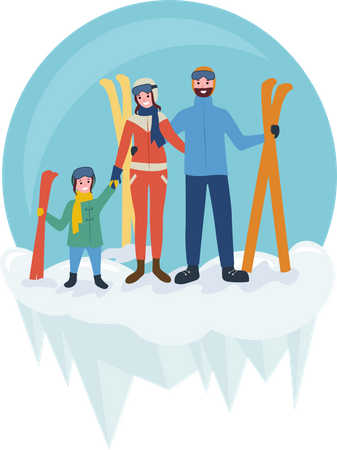 Family going for skiing Illustration
