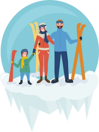 Family going for skiing  Illustration