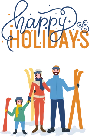 Family going for skiing  Illustration