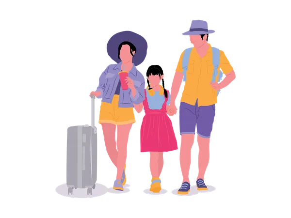 Family going for Trip  Illustration