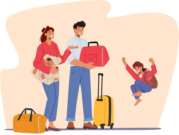 Family Going for Vacation Illustration