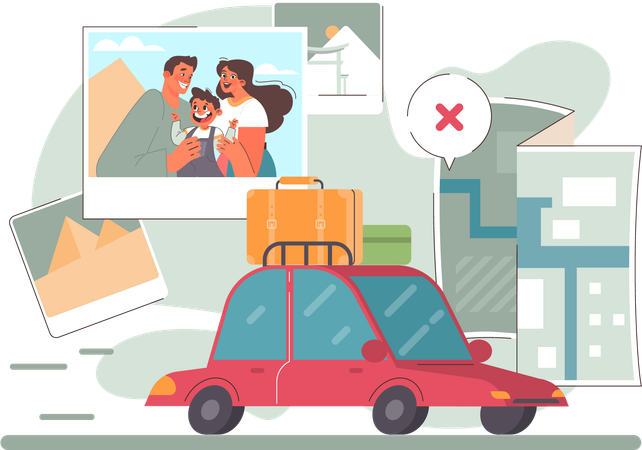 Family going for vacation trip  Illustration