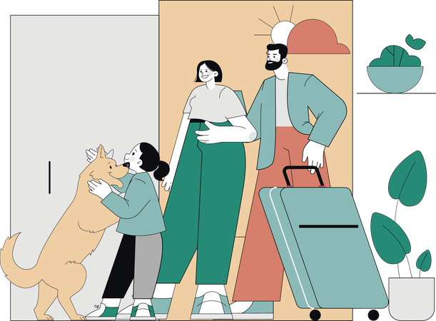 Family going on international trip  Illustration