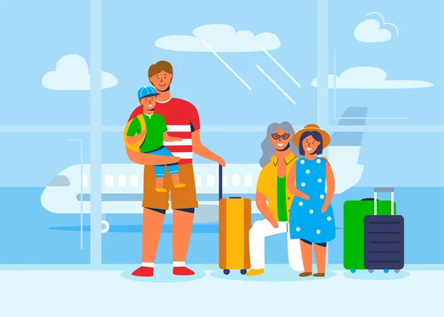 Family going on vacation Illustration