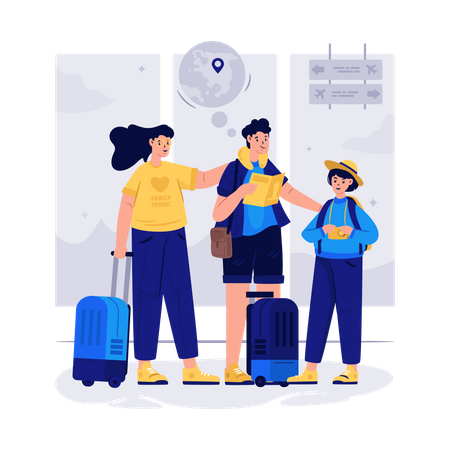 Family going on vacation Illustration