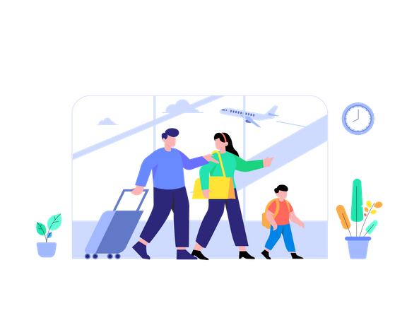 Family going on vacation  イラスト
