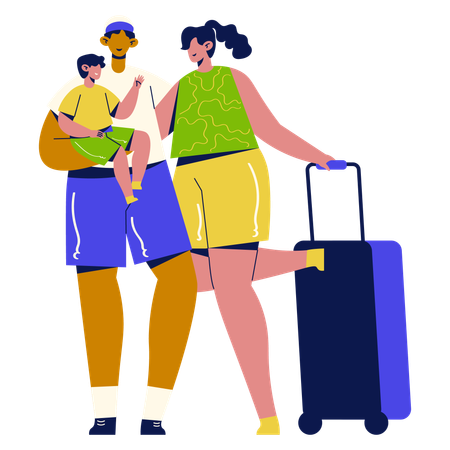 Family going on vacation  イラスト