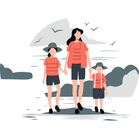 Family going out for walk  Illustration