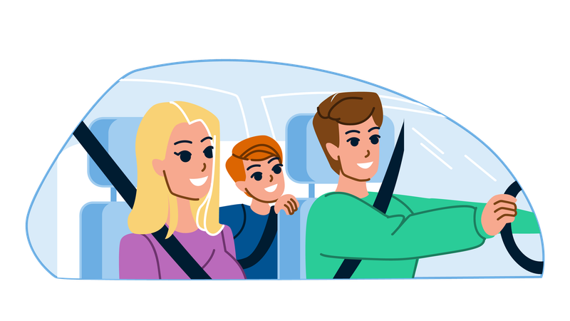 Family going to road trip  Illustration