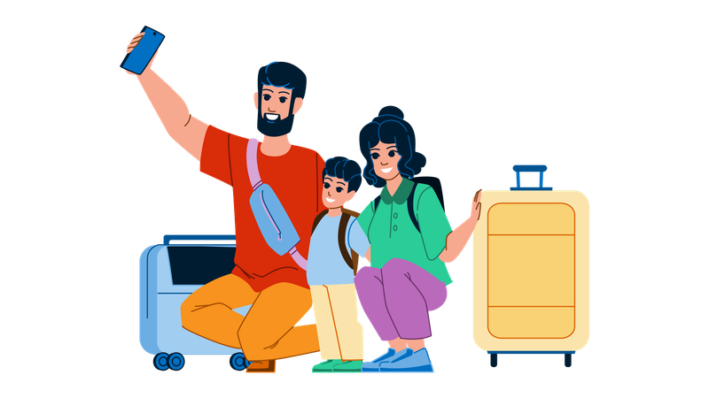Family going to trip  Illustration