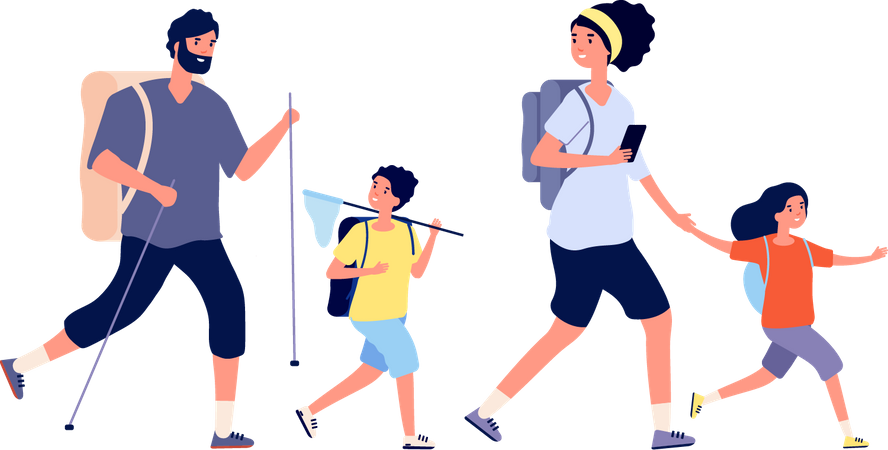 Family going traveling together  イラスト