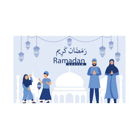 Family greeting for ramadan Illustration