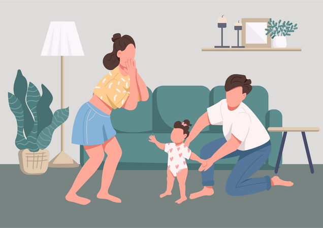 Family happy moments  イラスト