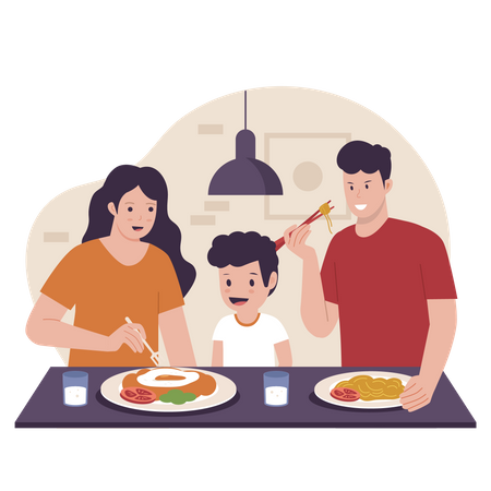 Family having dinner Illustration