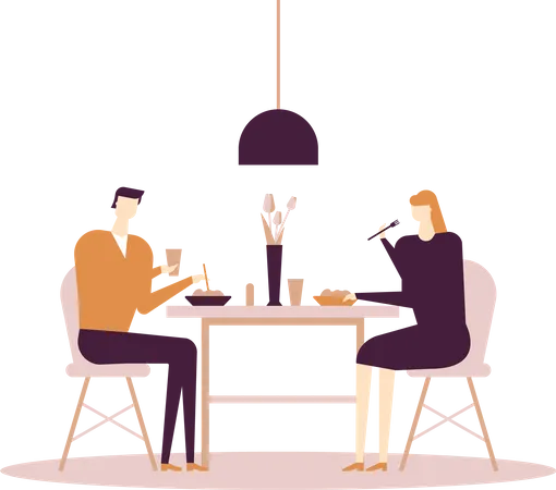 Family having dinner  Illustration