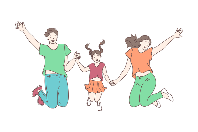 Family having fun  Illustration