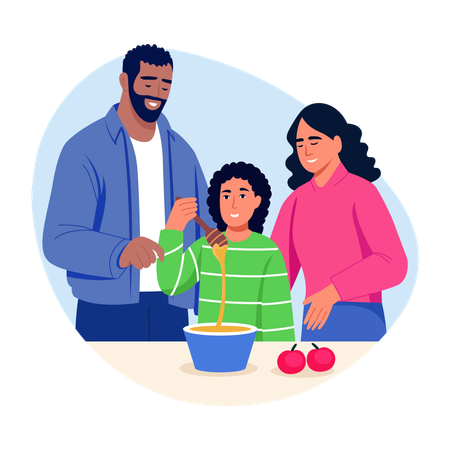 Family having fun together  Illustration