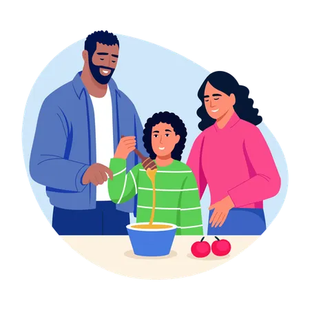Family having fun together  Illustration