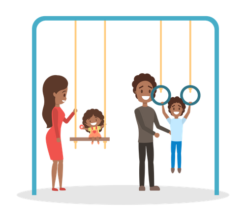 Family having fun together on the playground  Illustration