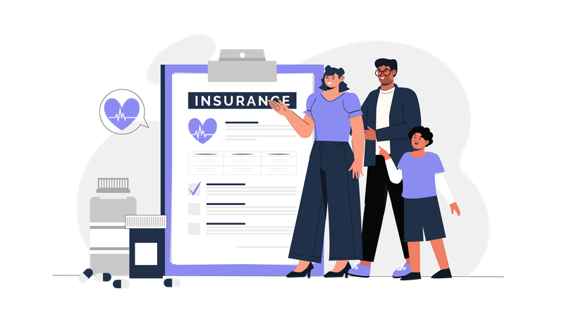 Family Health Insurance  Illustration