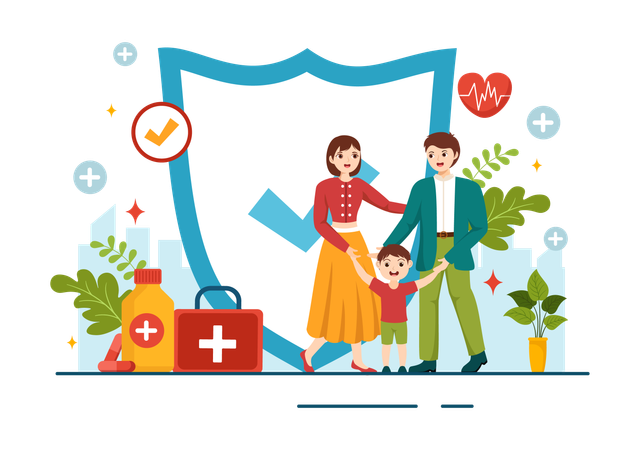Family Healthcare Protection  Illustration