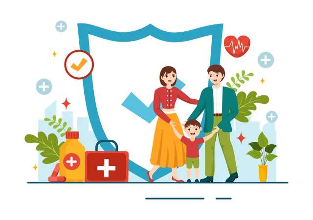 Family Healthcare Protection  Illustration