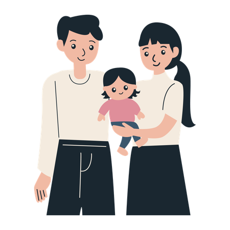 Family holding child  イラスト