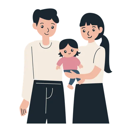 Family holding child  イラスト