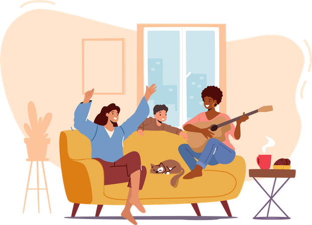 Family Home Party  Illustration