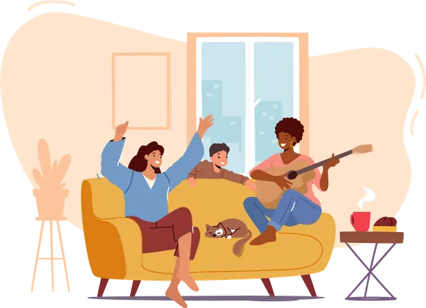 Family Home Party  Illustration