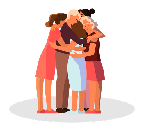 Family hugging together  Illustration