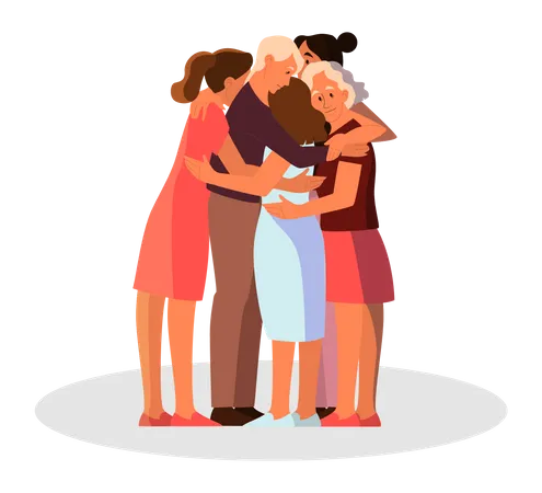 Family hugging together  Illustration