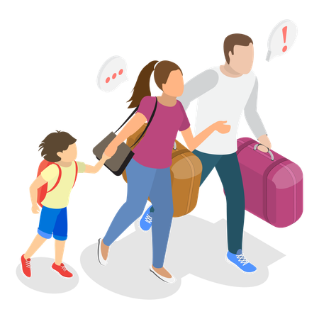Family hurry for travel  Illustration