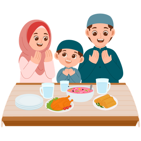 Family Iftar Ramadhan  Illustration