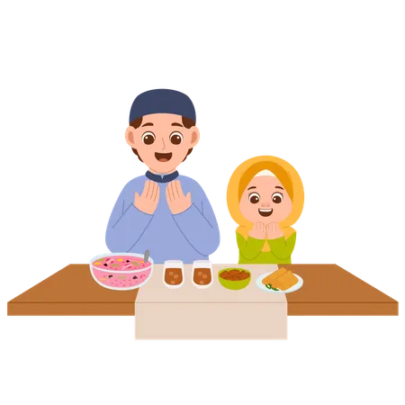 Family Iftar Ramadhan  Illustration