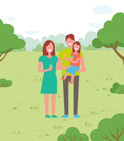 Family in park Illustration
