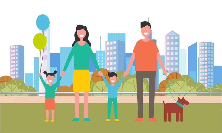 Family in park  Illustration