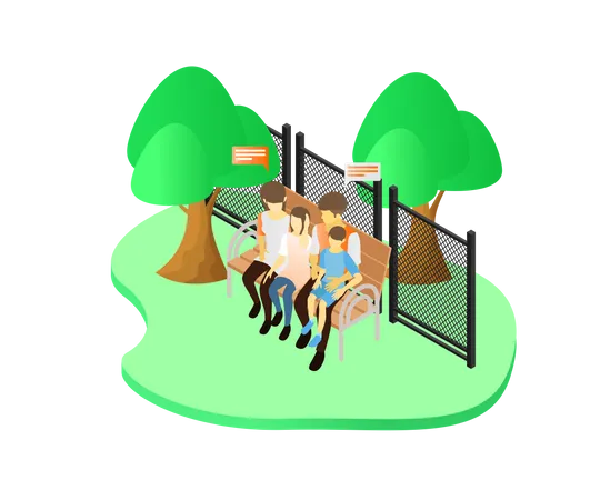 Family in park  Illustration