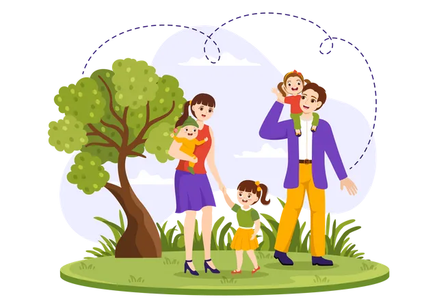 Family in park  Illustration