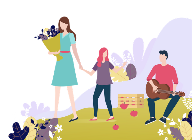 Family in park  Illustration