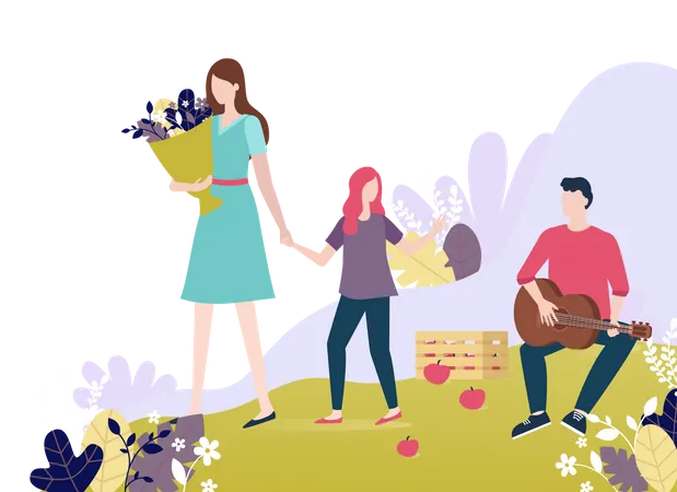 Family in park  Illustration