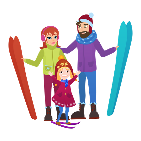 Family in winter clothes  Illustration