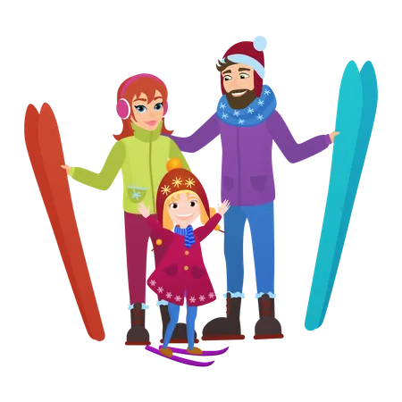 Family in winter clothes  Illustration