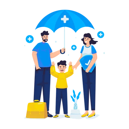 Family insurance protection  Illustration