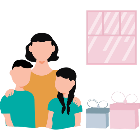 Family is celebrating the mother's day  Illustration