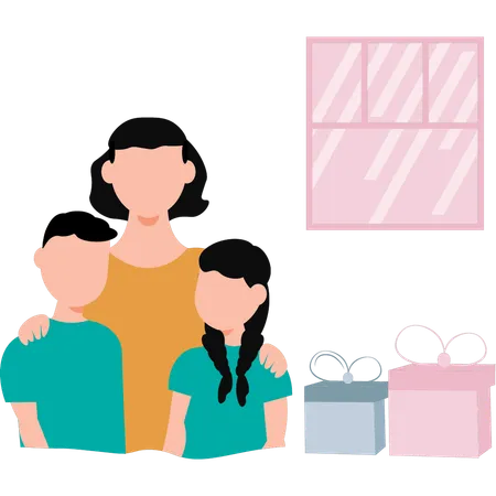 The Family Is Celebrating The Mothers Day Illustration